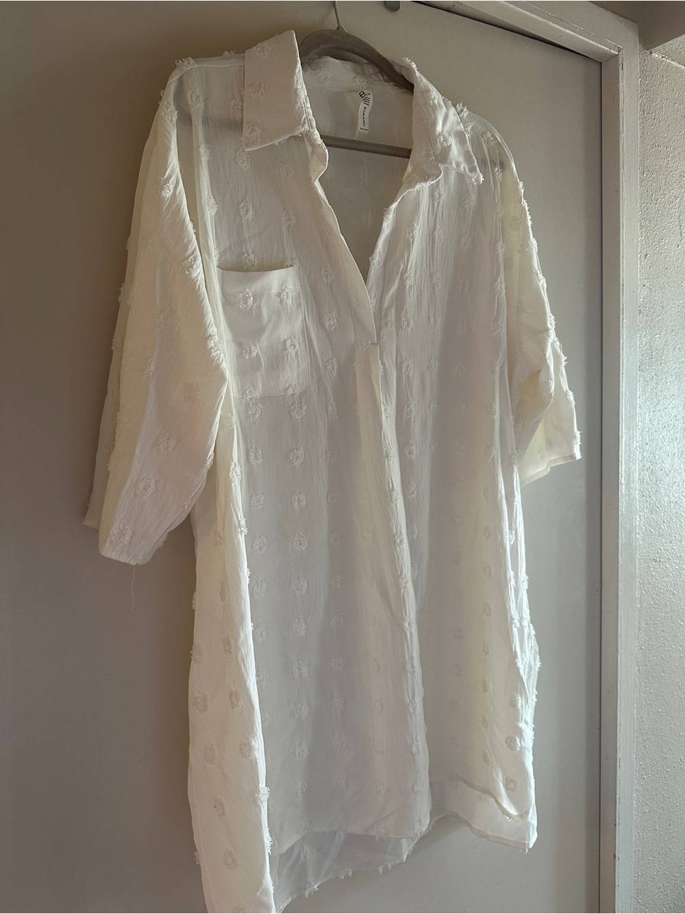 Lightweight White Textured Bathing suit cover up